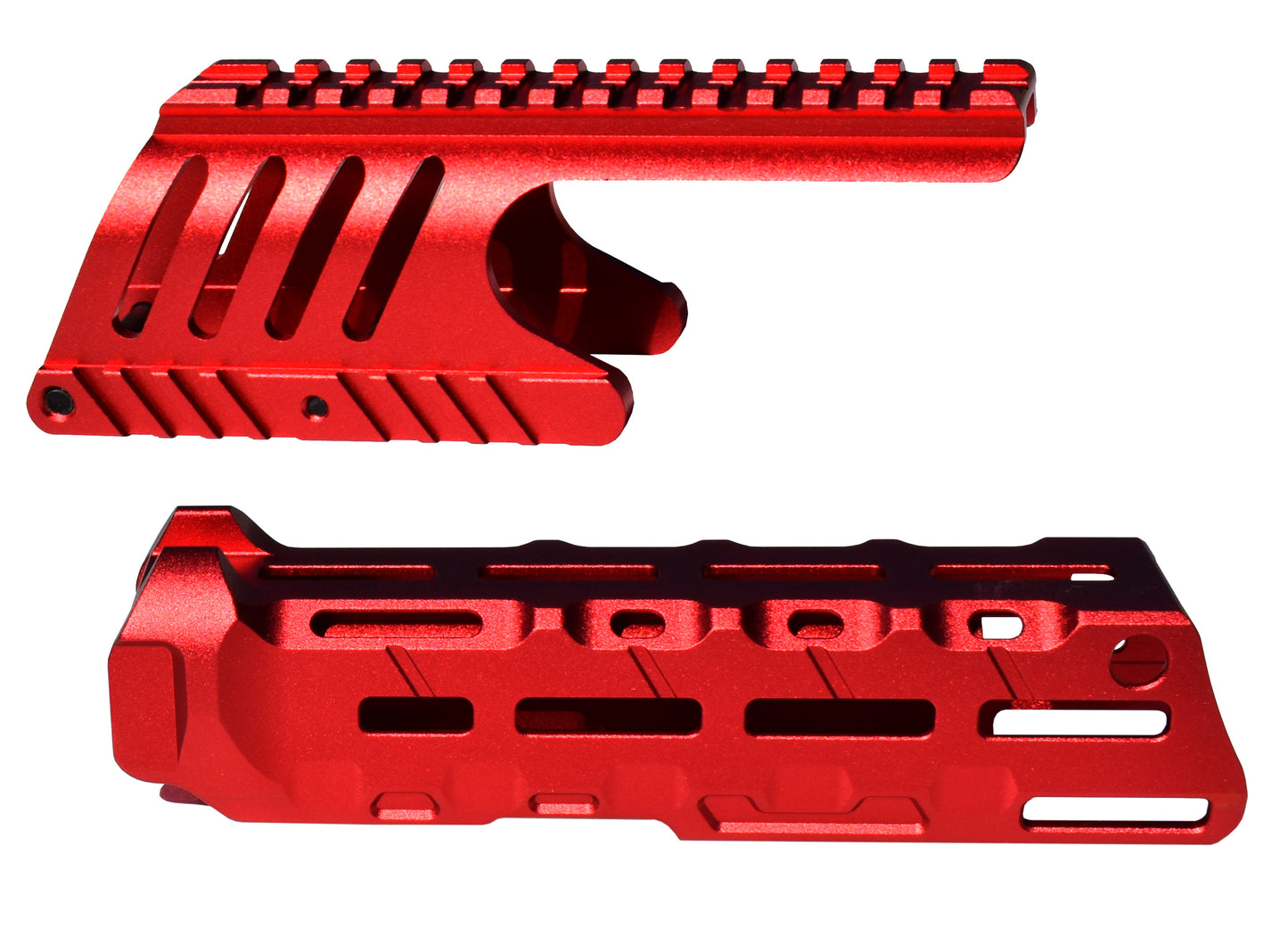 Rail Combo Set for Remington 870 12 Gauge Shotgun - Saddle Mount & Forend - Red Aluminum