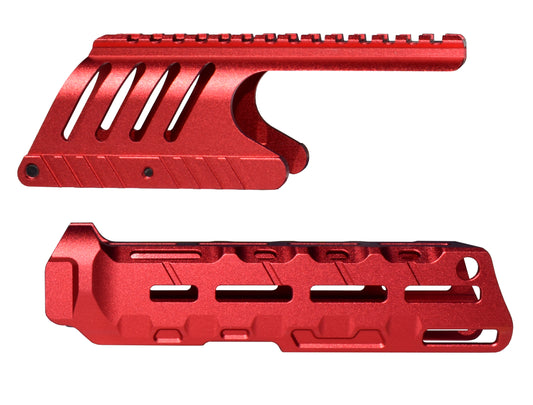 Rail Combo Set for Remington 870 12 Gauge Shotgun - Saddle Mount & Forend - Red Aluminum