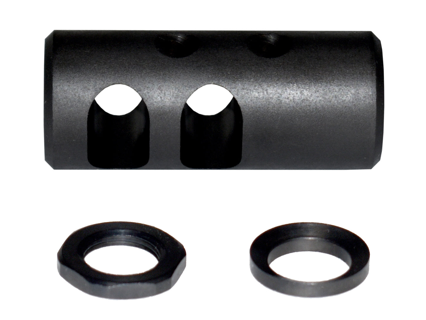 Muzzle Brake Recoil Compensator for AR-10 LR 308, 5/8"x24 thread, Shorty. Black Steel