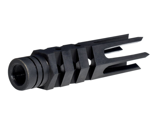 6 Prong Muzzle Brake for 1/2x28 AR-15, Steel Black