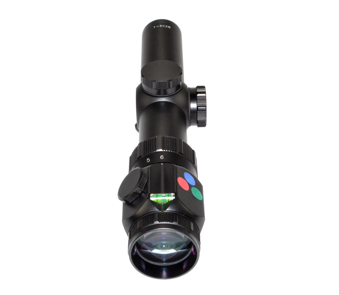Presma® RXR6 Professional Series 1-6X28 Precision Scope, RGB RXR Glass Reticle
