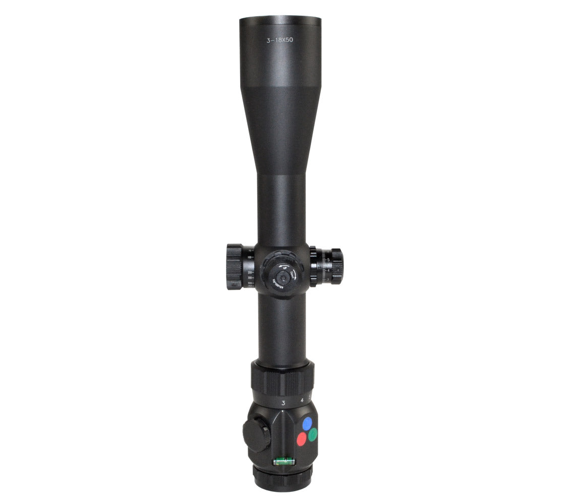 Presma® RXR6 Professional Series 3-18X50 Precision Scope, RGB RXR Glass Reticle