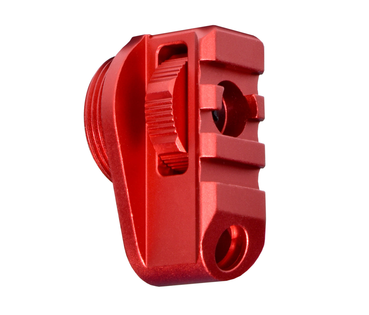 New! Aluminum Bufferless Stock Adapters with Picatinny Rails and QR Holes, Red