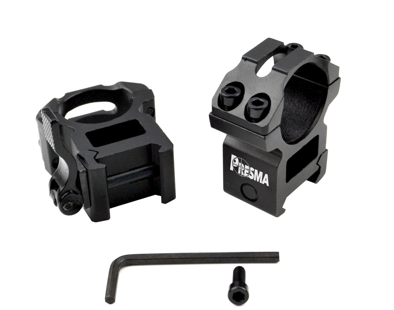 Presma® Wing Series, 1” Quick Release High Profile Scope Rings for Picatinny/Weaver Rails