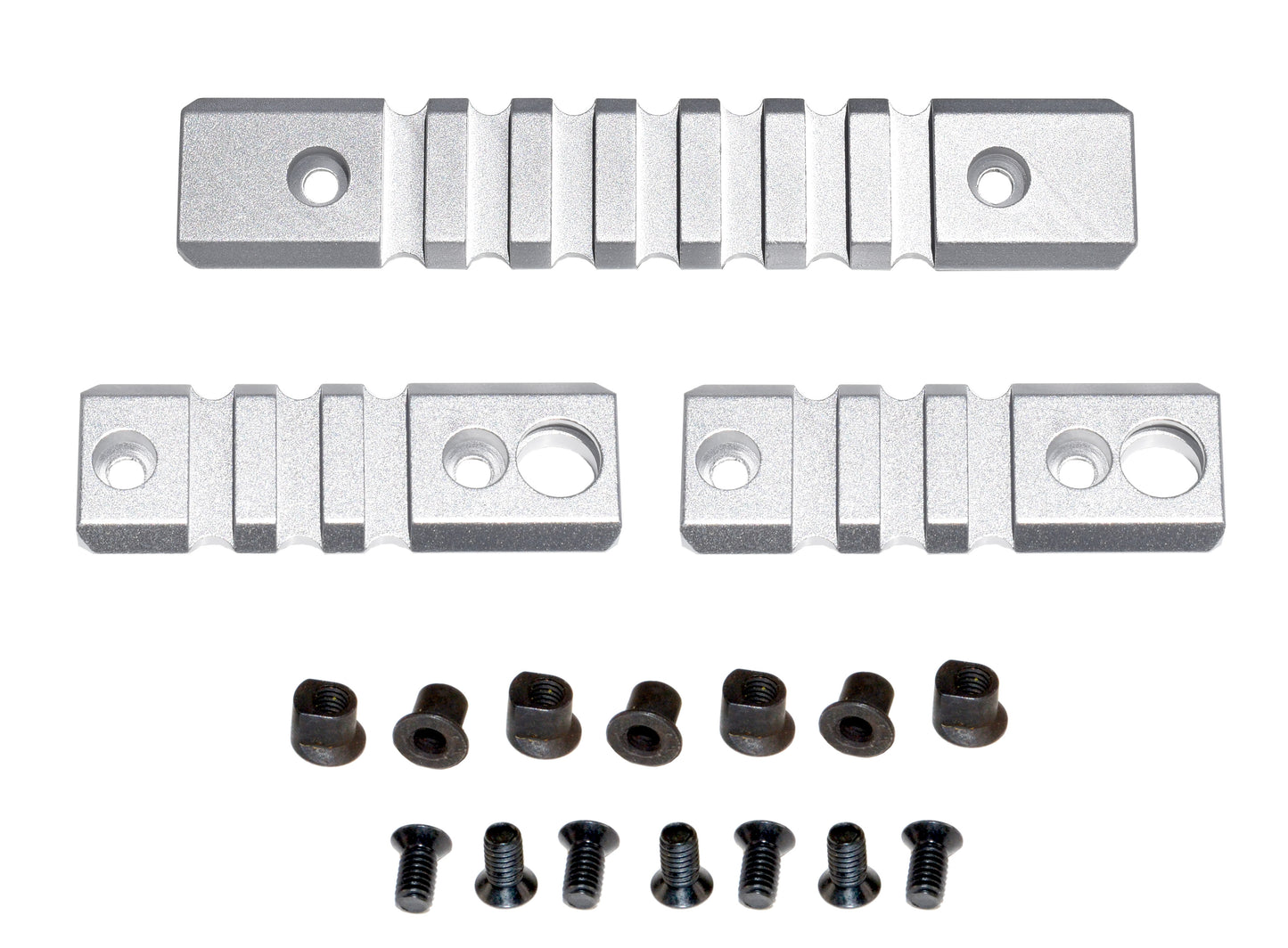 3 Piece Picatinny Rail Section Kit for M-LOK Style Slots, Black Anodized