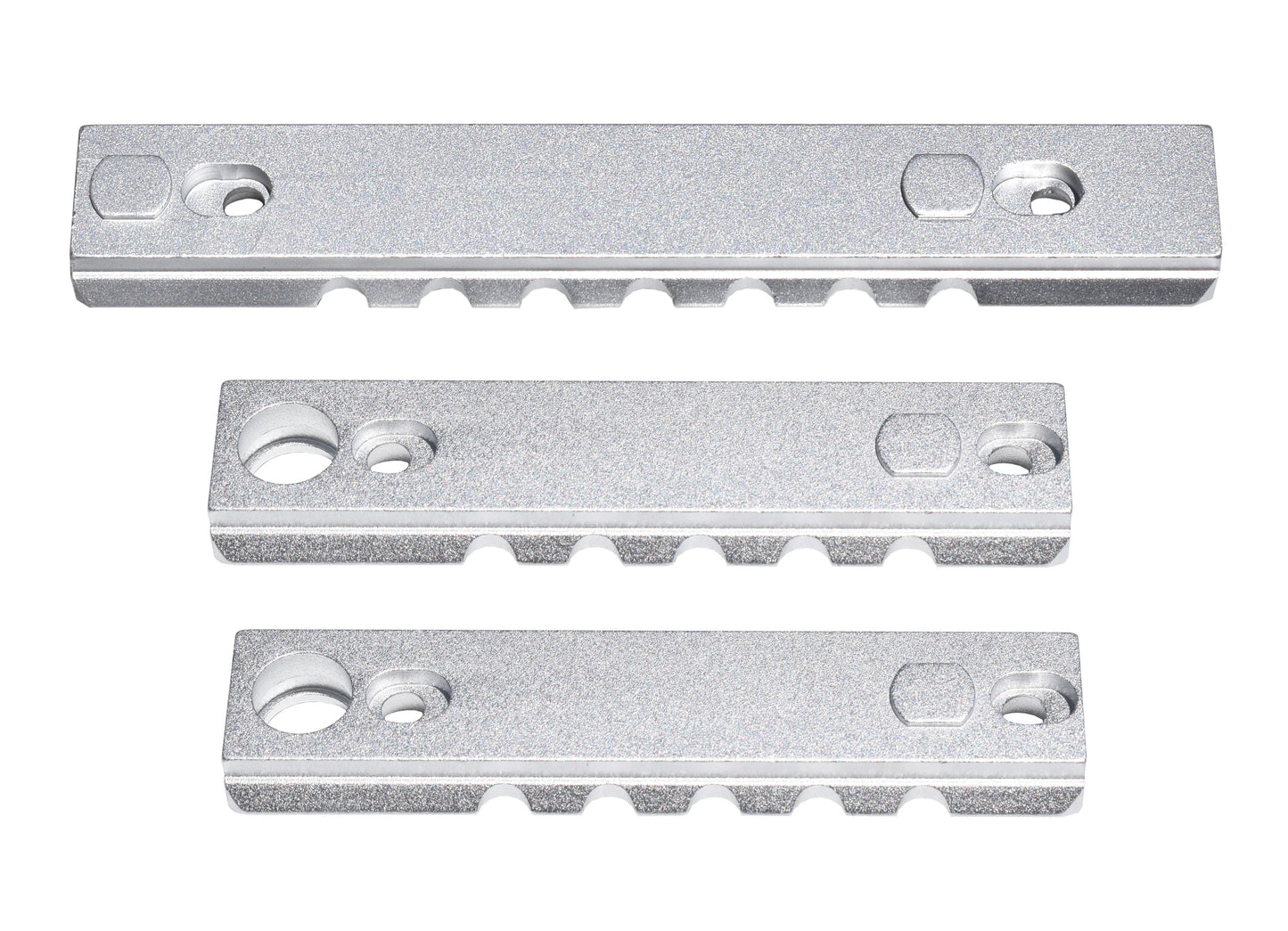 3 Piece Picatinny Rail Section Kit for Keymod Style Slots, Silver Anodized