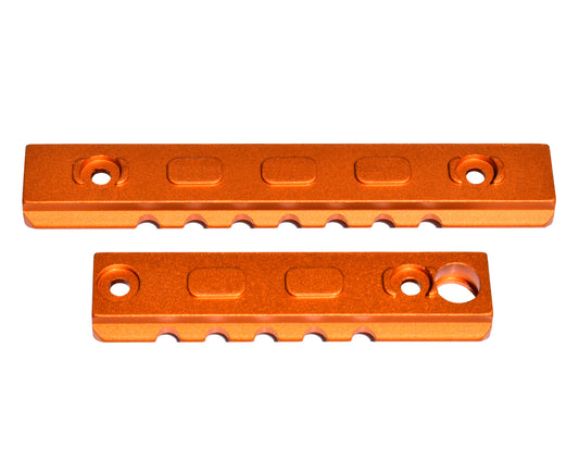 3 Piece Picatinny Rail Section Kit for M-LOK Style Slots, Orange Anodized