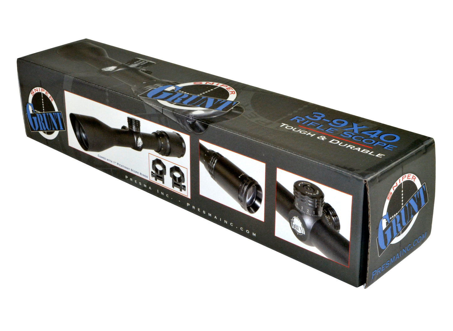 Sniper Grunt 3-9X40 Scope with Mil-Dot Range Estimator Reticle, 1" Tube