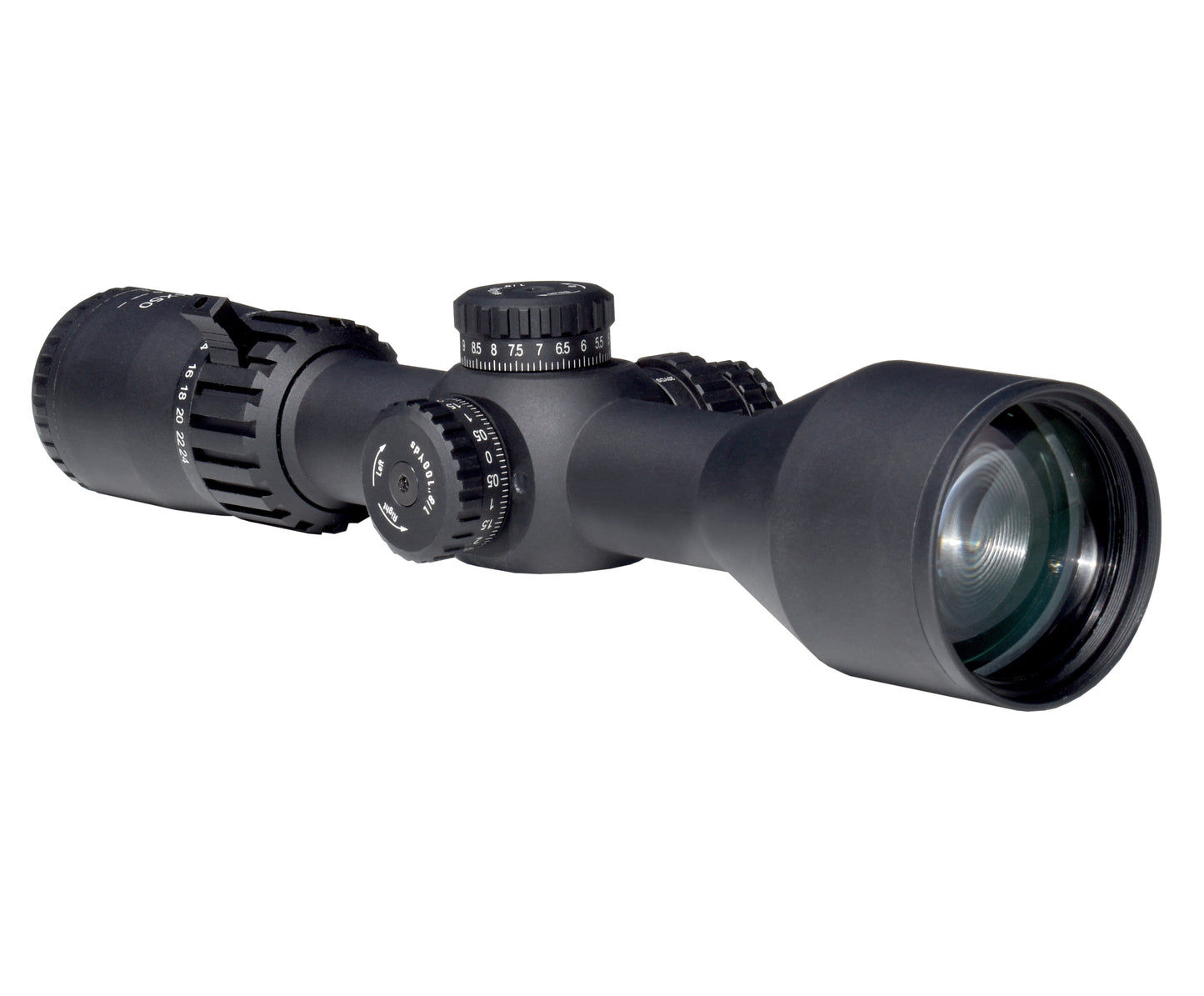 Presma 6-24x50 FFP Compact Rifle Presma Scope, 30mm Tube Diameter, Wide Angle, Side Parallax Adjustment, Illumination