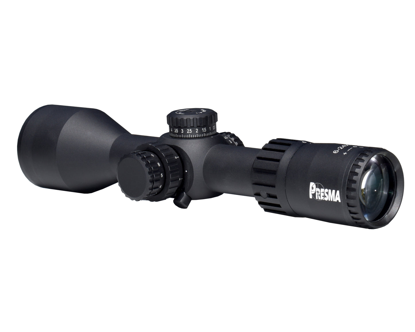 Presma 6-24x50 FFP Compact Rifle Presma Scope, 30mm Tube Diameter, Wide Angle, Side Parallax Adjustment, Illumination