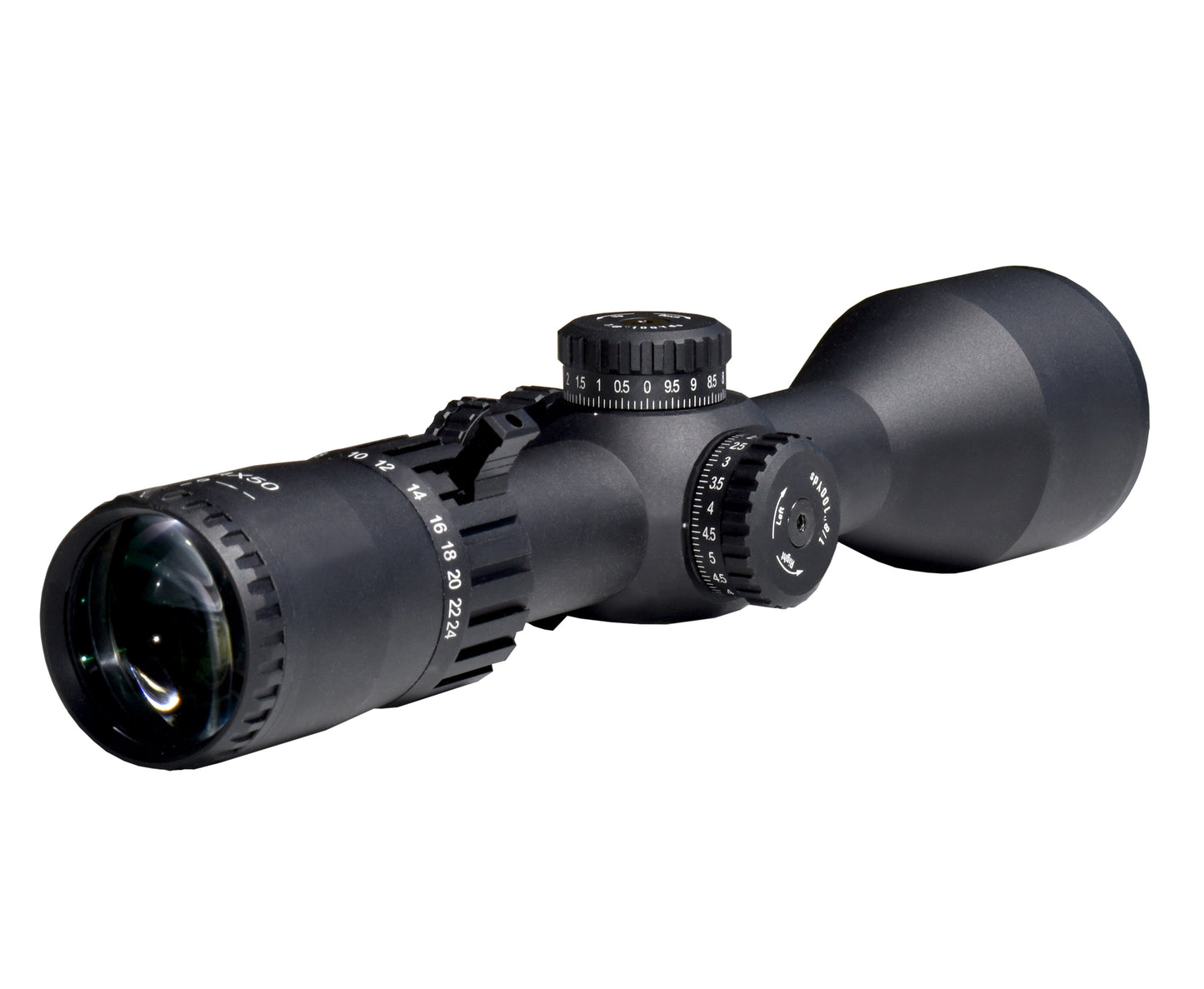 Presma 6-24x50 FFP Compact Rifle Presma Scope, 30mm Tube Diameter, Wide Angle, Side Parallax Adjustment, Illumination