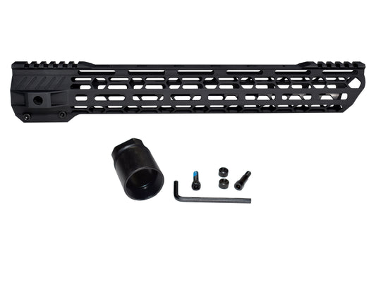 Super Light 15" Free Float M-LOK Handguard with Partial Top Rail, AR-10, LR 308. High Profile