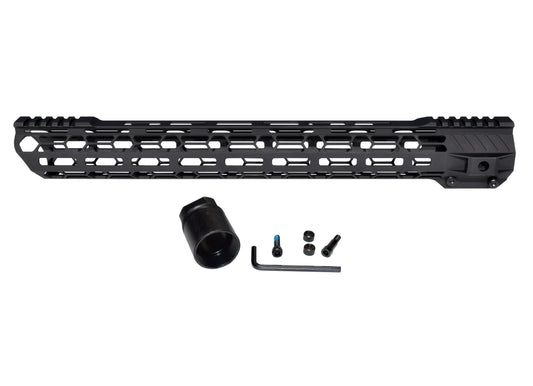 Super Light 17" Free Float M-LOK Handguard with Partial Top Rail, AR-10, LR 308. High Profile
