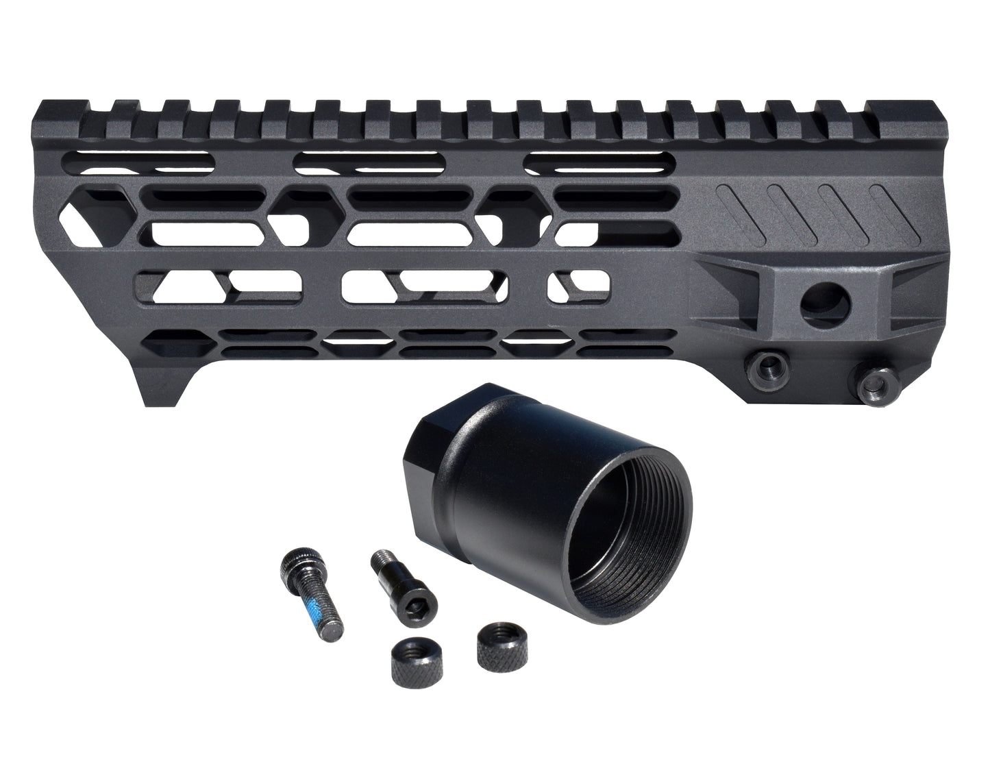 Presma Slim 7" M-LOK Free Float Shark Handguard for AR-15 223/5.56 and AR Pistols, with Integrated Fore-End Hand Stop