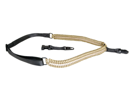 Tan and Black Paracord Tactical Single Point Sling AR Clip Style