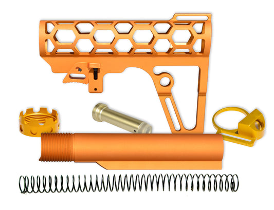 Complete Skeletonized Buttstock with Tube Parts Kit, Orange/Gold