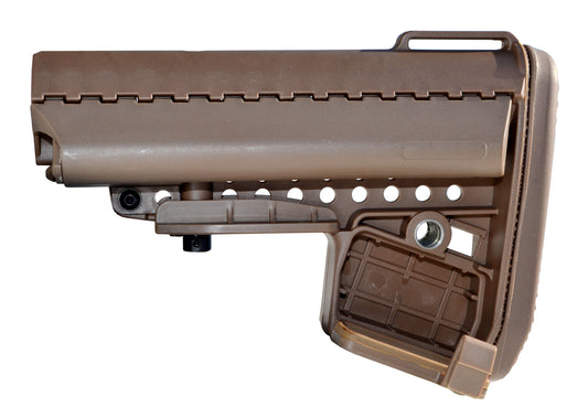 Tan Buttstock with Recoil Pad and 2 Sided Storage, fits AR Mil Spec Adjustable Buffer Tubes