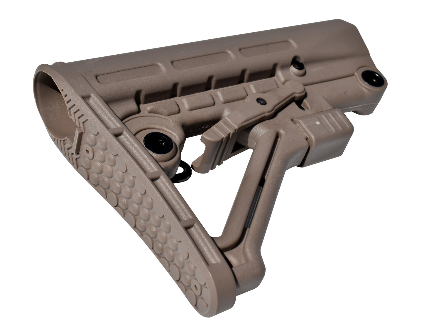 AR Adjustable Military Spec ButtStock, with Adjuster Lock and Removable Sling Swivel, Tan