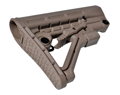 AR Adjustable Military Spec ButtStock, with Adjuster Lock and Removable Sling Swivel, Tan