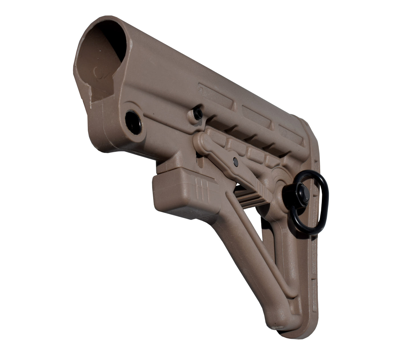 AR Adjustable Military Spec ButtStock, with Adjuster Lock and Removable Sling Swivel, Tan
