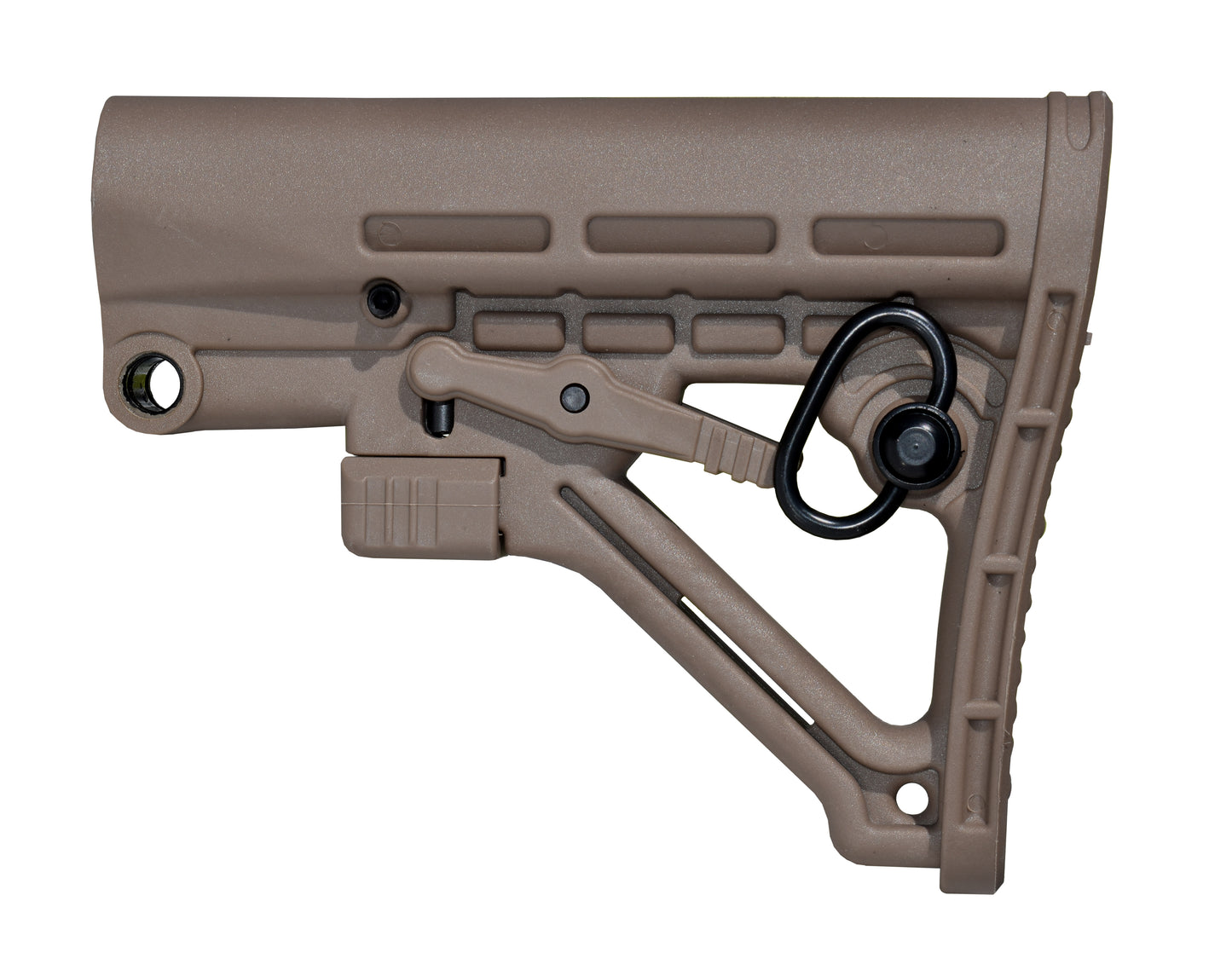 AR Adjustable Military Spec ButtStock, with Adjuster Lock and Removable Sling Swivel, Tan