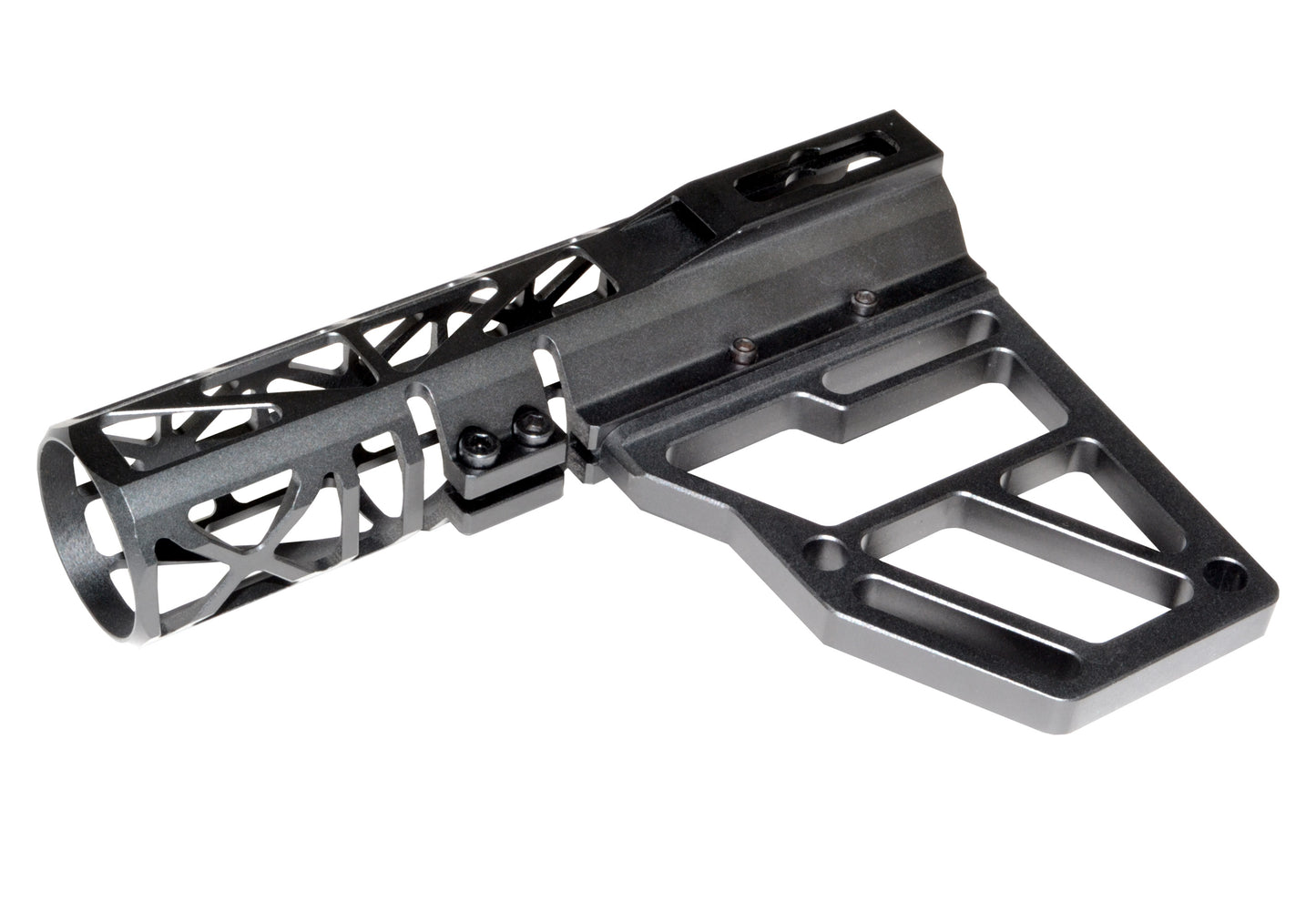 Presma Skeletonized Pistol Fixed Stock, Black Anodized Aluminum