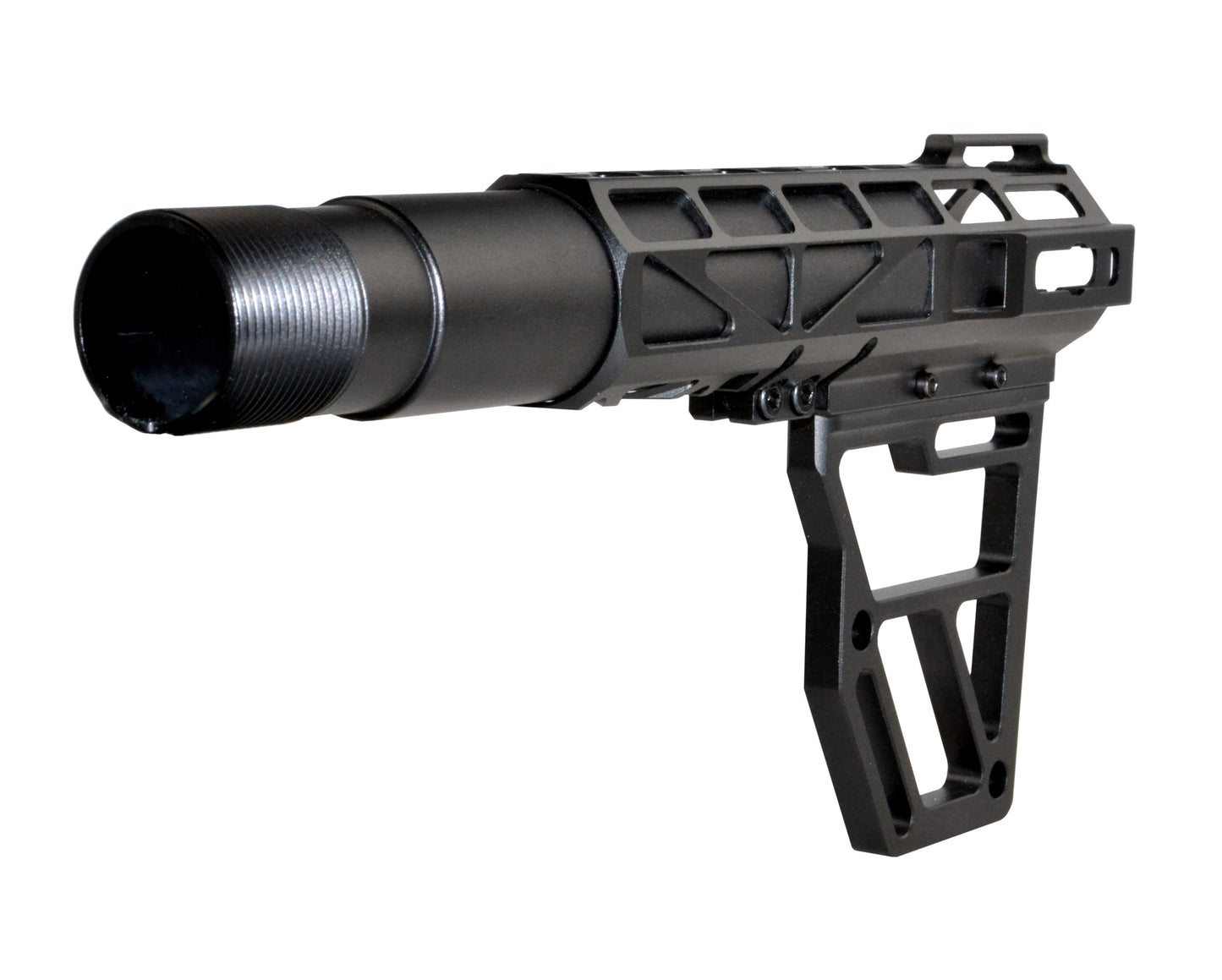 Presma Skeletonized Pistol Fixed Stock with Buffer Tube Kit, Black Anodized Aluminum