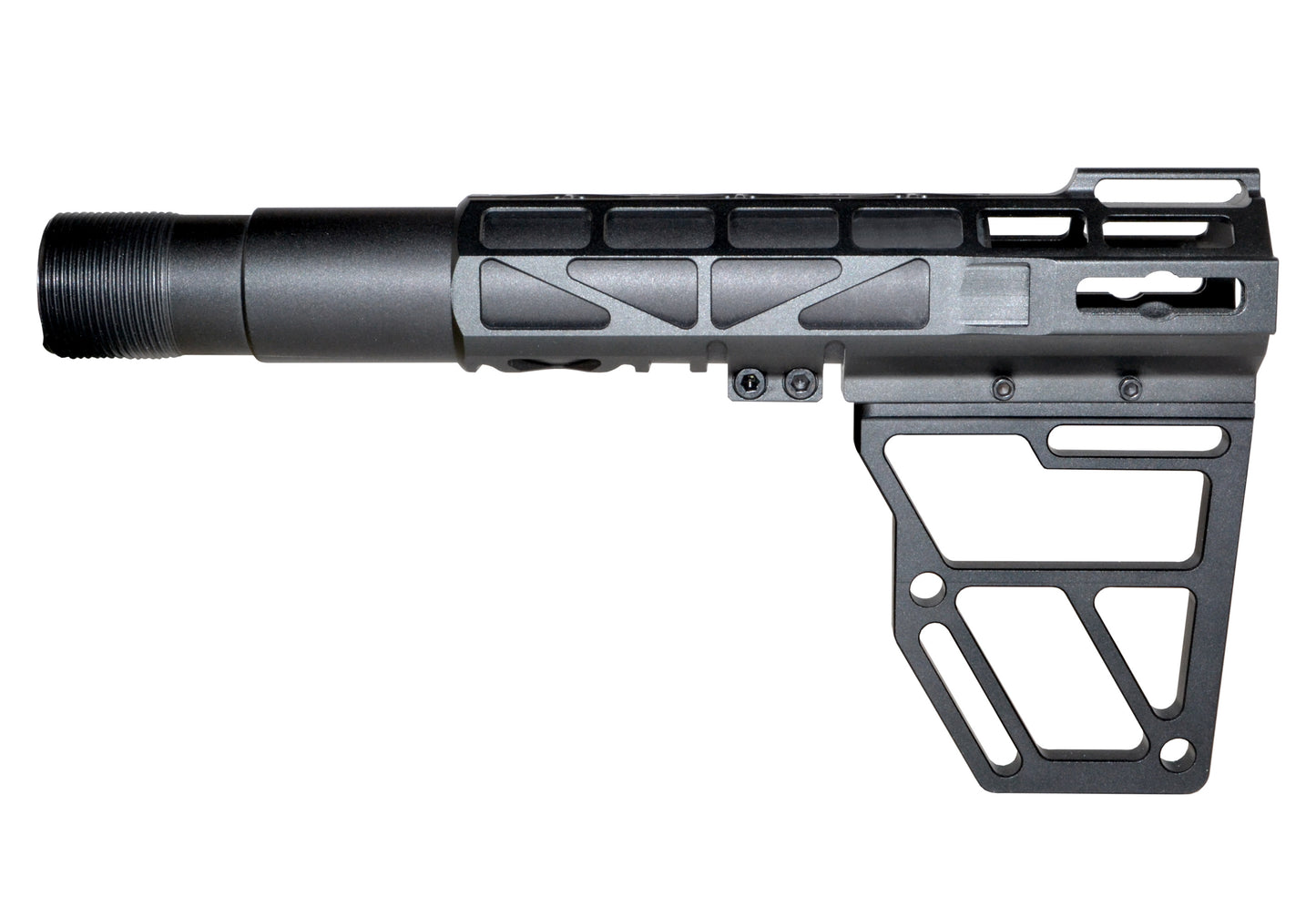 Presma Skeletonized Pistol Fixed Stock with Buffer Tube Kit, Black Anodized Aluminum
