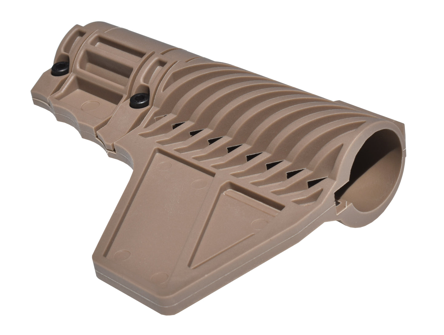 Presma Inc's Patented Fixed Stock with Clamp Lock and Fin for AR-15 Pistols, Tan