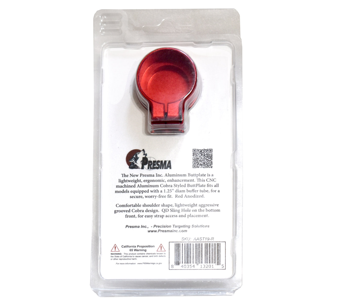 Presma Cobra Style ButtStock Shoulder Plate, Fit Pistol Style Straight Tubes, Red