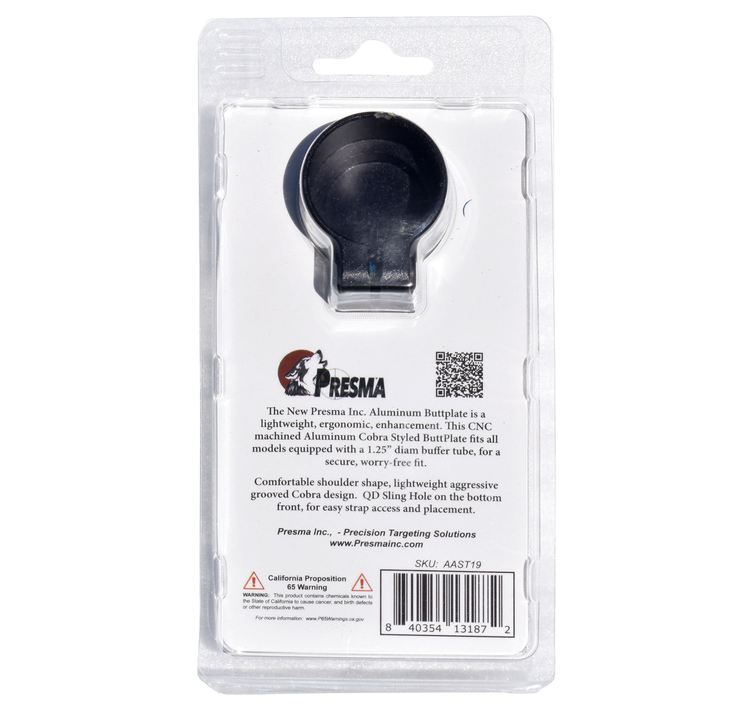 Presma Cobra Style ButtStock Shoulder Plate, Fit Pistol Style Straight Tubes, Black