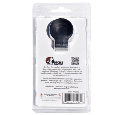 Presma Cobra Style ButtStock Shoulder Plate, Fit Pistol Style Straight Tubes, Black