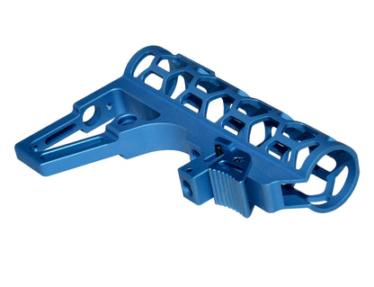 Presma Skeletonized AR Pistol Fixed Stock for 6 Position Mil Spec Tubes, Blue.