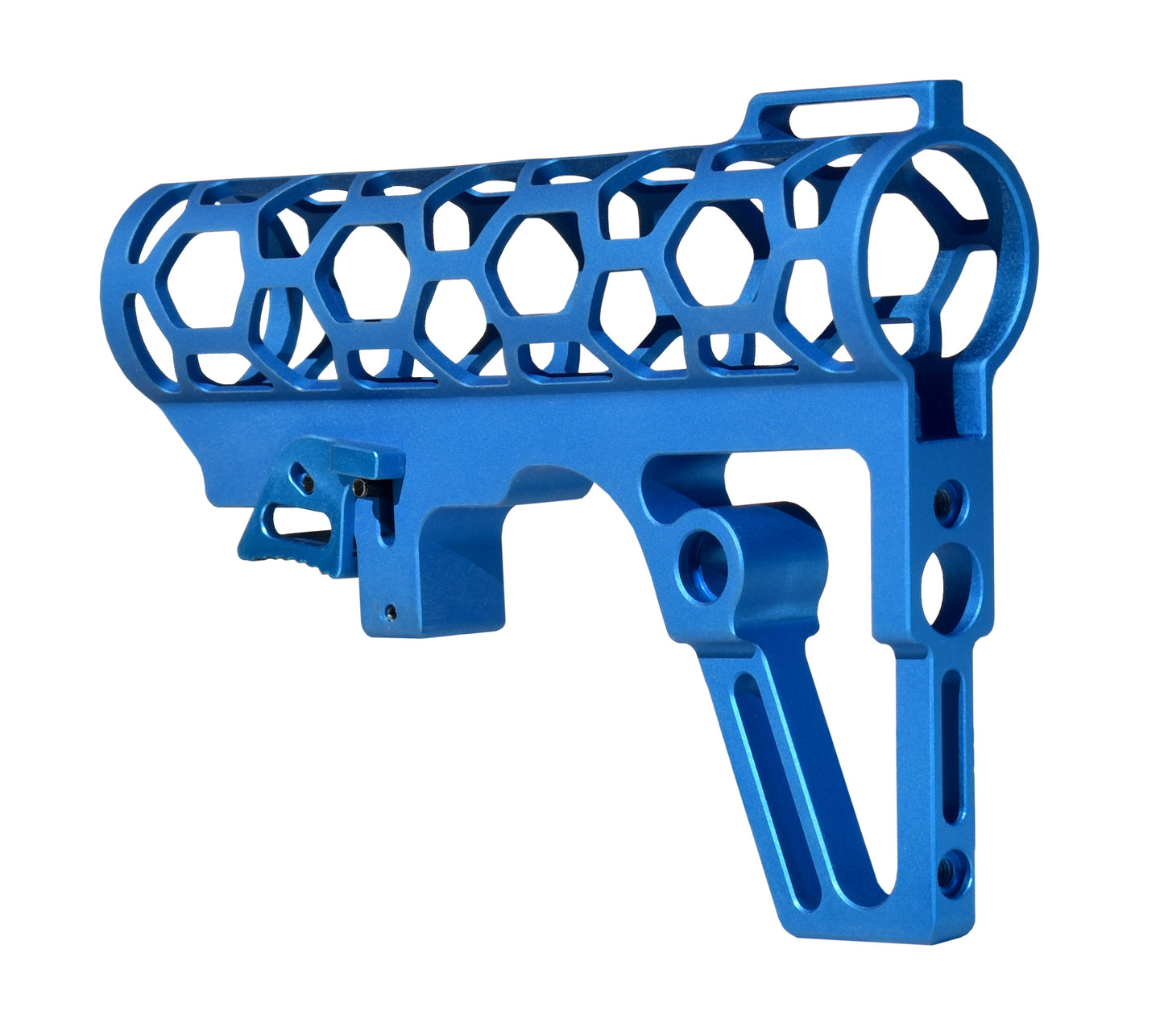 Presma Skeletonized AR Pistol Fixed Stock for 6 Position Mil Spec Tubes, Blue.