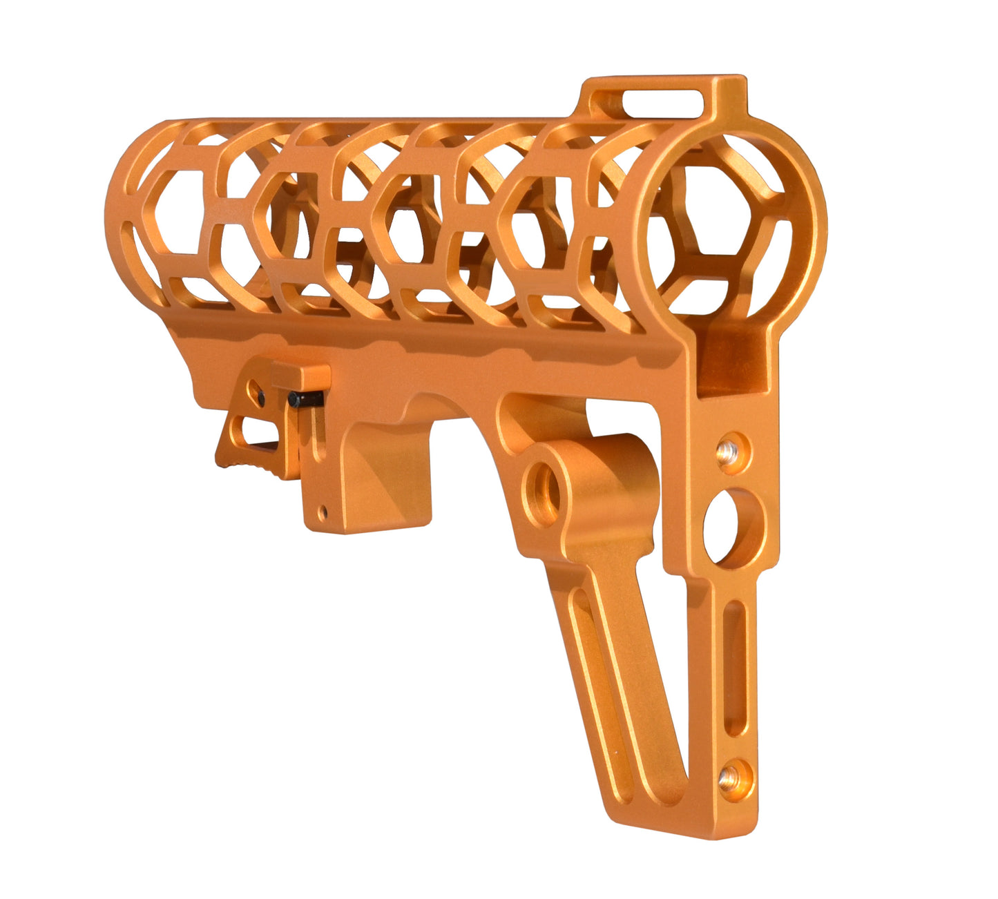 Presma Skeletonized AR Pistol Fixed Stock for 6 Position Mil Spec Tubes, Orange.
