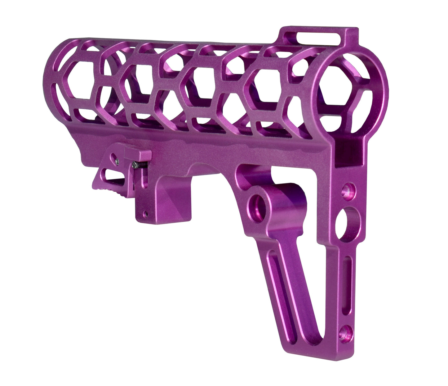 Presma Skeletonized AR Pistol Fixed Stock for 6 Position Mil Spec Tubes, Purple.