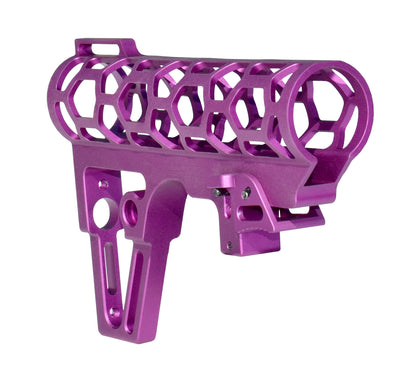 Presma Skeletonized AR Pistol Fixed Stock for 6 Position Mil Spec Tubes, Purple.