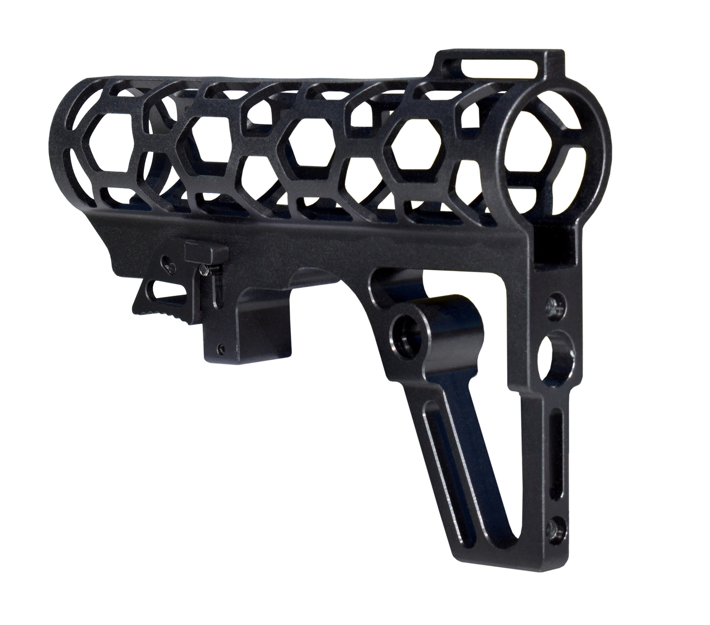 Presma Skeletonized AR Pistol Fixed Stock for 6 Position Mil Spec Tubes, Black.