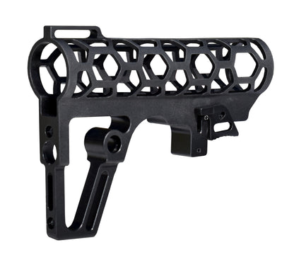 Presma Skeletonized AR Pistol Fixed Stock for 6 Position Mil Spec Tubes, Black.