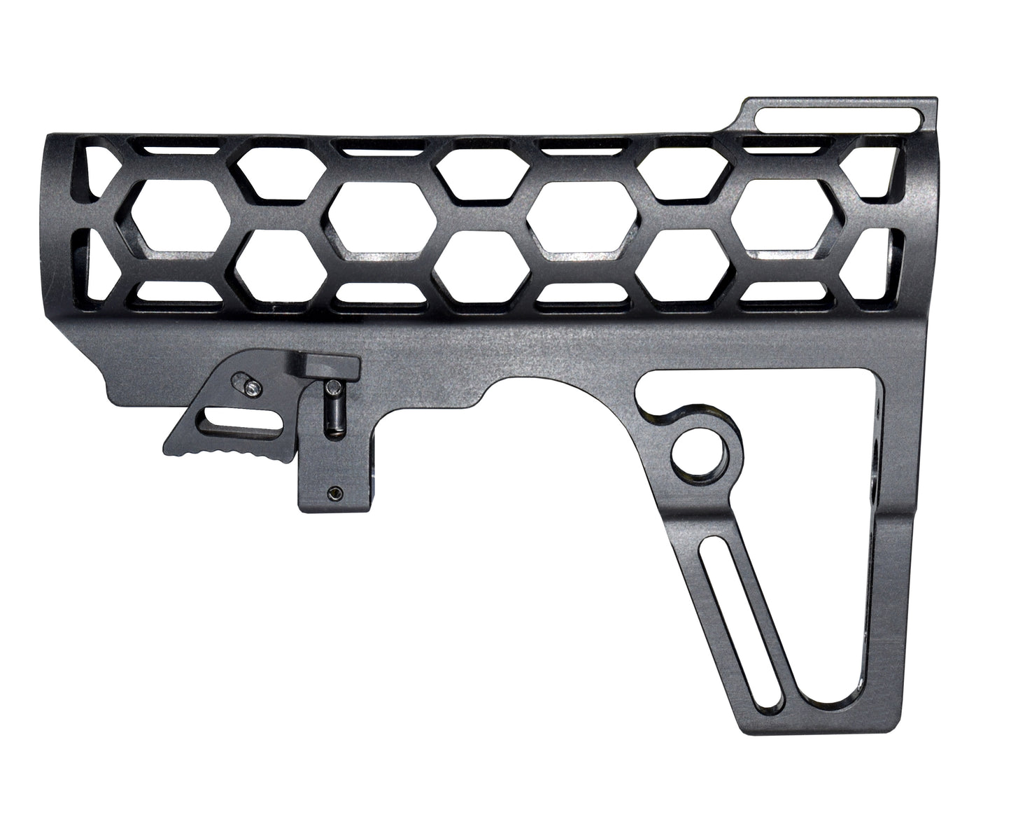 Presma Skeletonized AR Pistol Fixed Stock for 6 Position Mil Spec Tubes, Black.