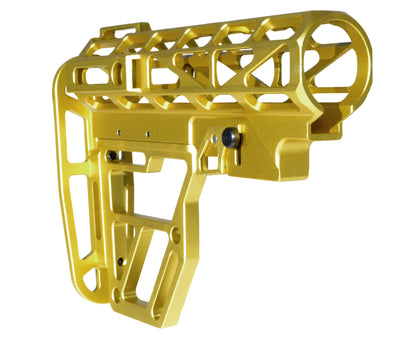 Presma Skeletonized AR Mil Spec Buttstock, Gold Anodized Aluminum