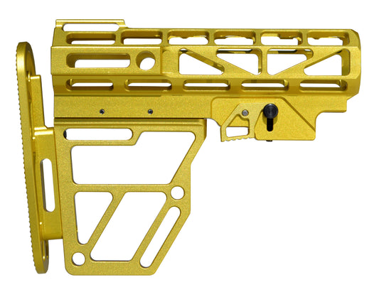 Presma Skeletonized AR Mil Spec Buttstock, Gold Anodized Aluminum