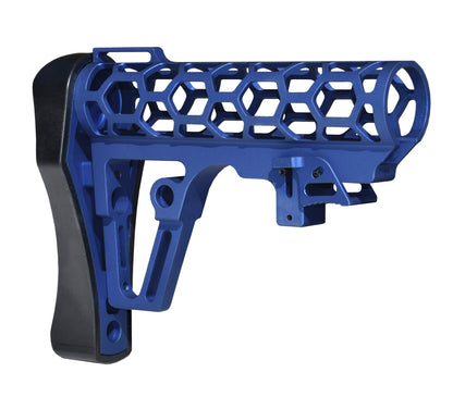 Presma Skeletonized AR Buttstock For 6 Position Mil Spec Tubes, Dark Blue.