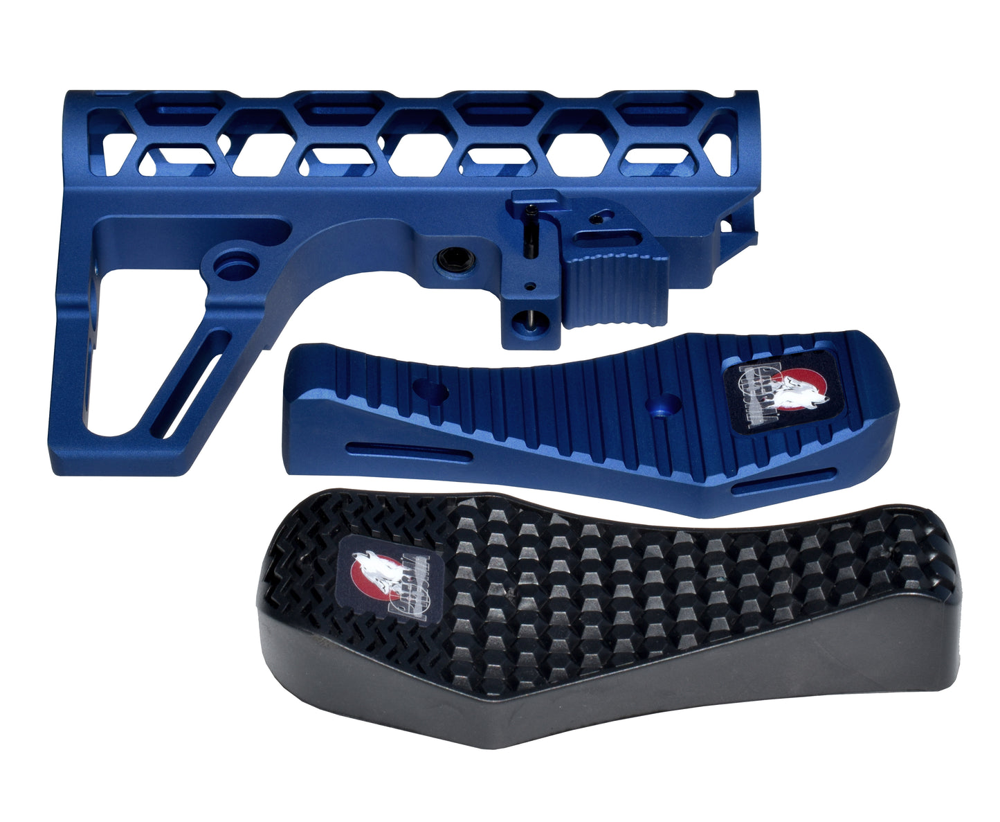 Presma Skeletonized AR Buttstock For 6 Position Mil Spec Tubes, Dark Blue.