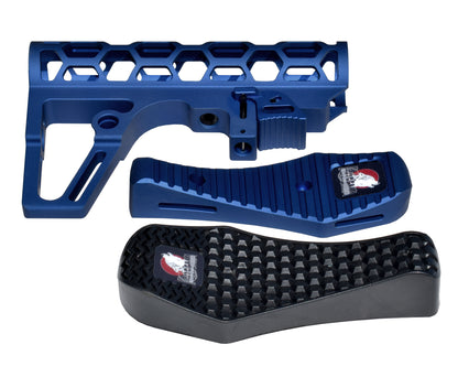 Presma Skeletonized AR Buttstock For 6 Position Mil Spec Tubes, Dark Blue.