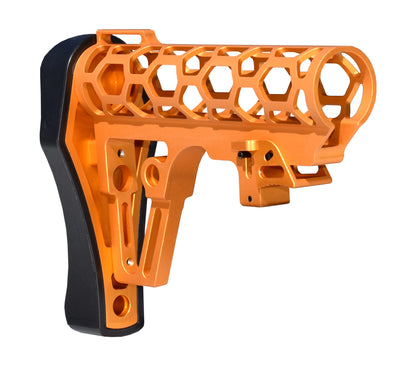 Presma Skeletonized AR Buttstock For 6 Position Mil Spec Tubes, Orange.