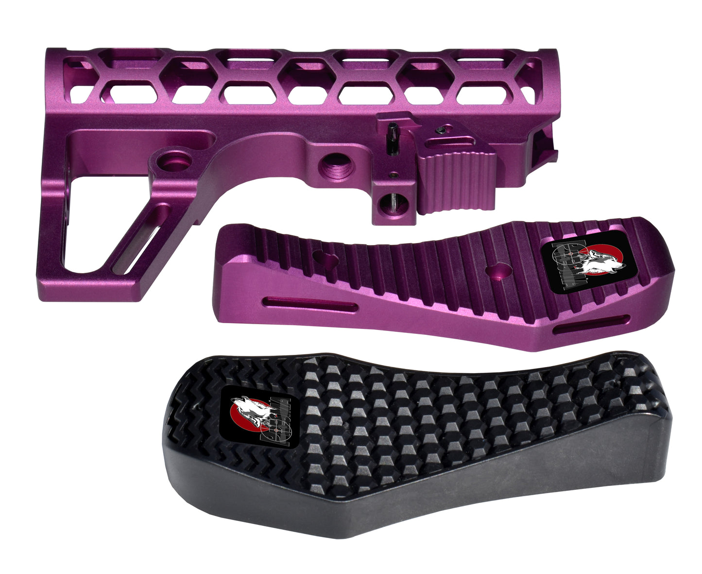 Presma Skeletonized AR Buttstock For 6 Position Mil Spec Tubes, Purple.