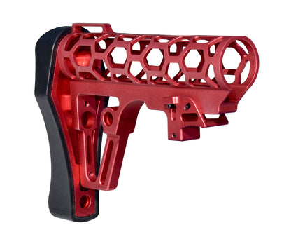 Presma Skeletonized AR Buttstock For 6 Position Mil Spec Tubes, Red.