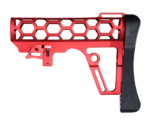 Presma Skeletonized AR Buttstock For 6 Position Mil Spec Tubes, Red.