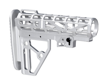 Presma Skeletonized AR Mil Spec Buttstock, Silver Anodized Aluminum